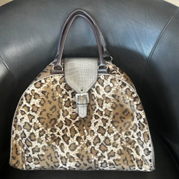 NWOT Large Vintage Y2K Animal Print Satchel Dome Handbag Tote - Picture 4 of 16